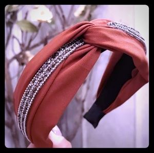 Beautiful Brick Red Cross Rhinestone Headband